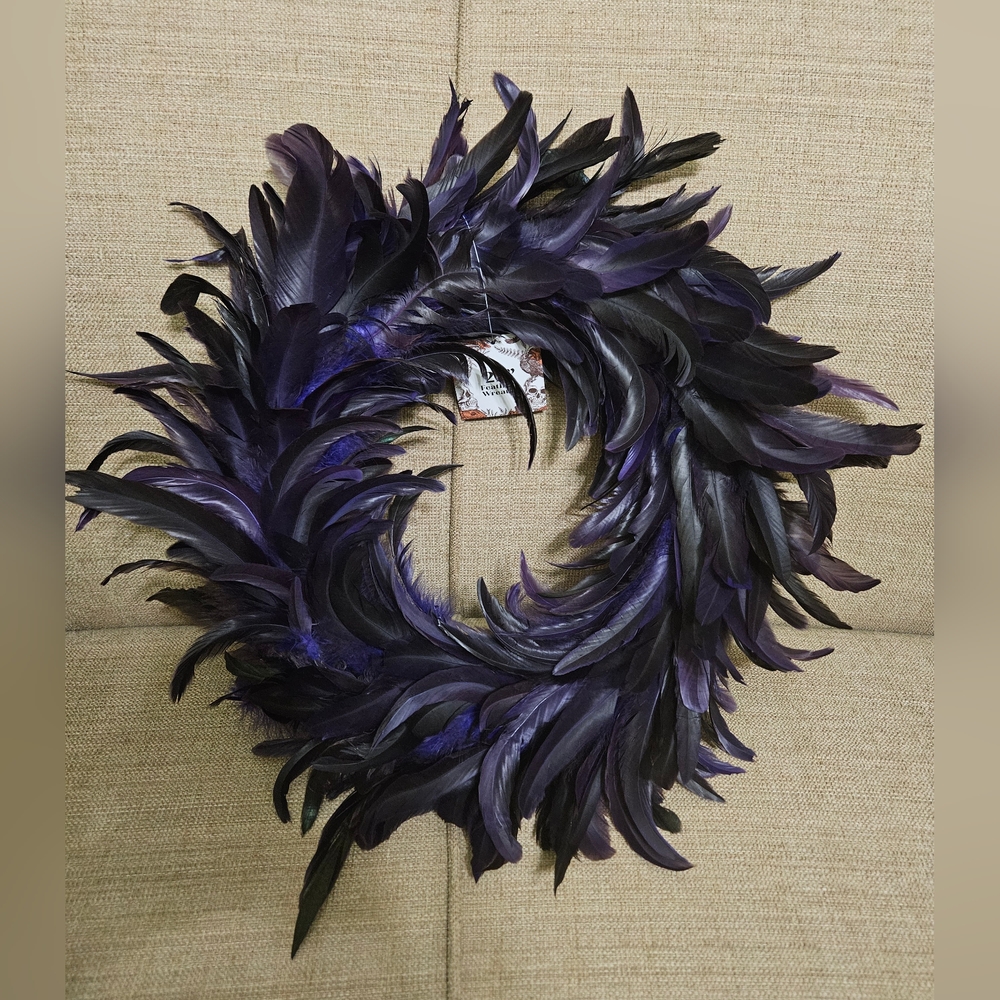 Purple/Black Feather Wreath